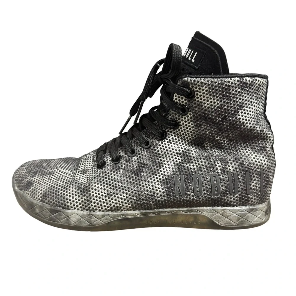NOBULL High-Top Trainer Grey Heather Camo SuperFabric Sneakers Womens 8